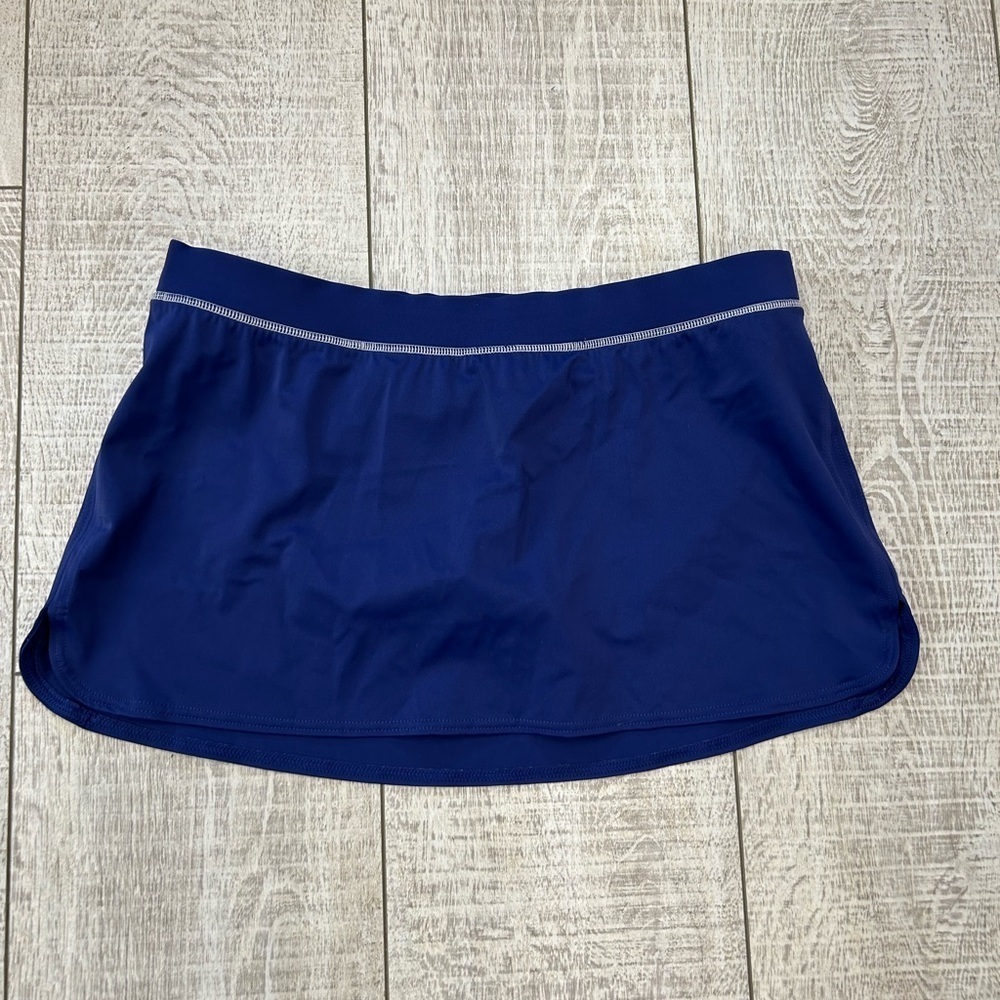 Lands' End Blue Skater Mini Skirt High-Low